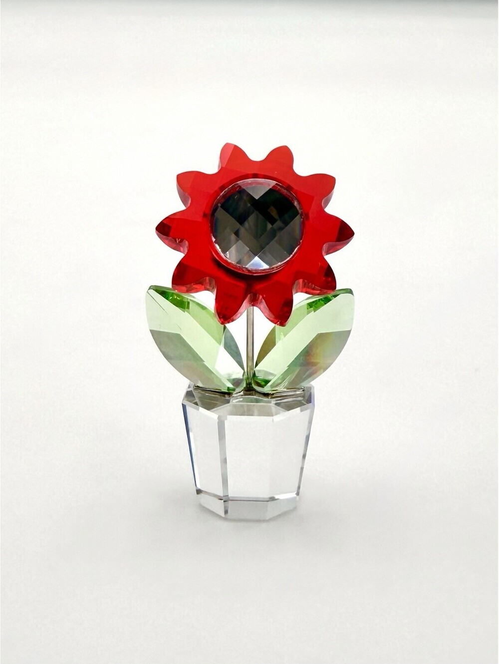 Swarovski Happy Flowers - Red Aster Flower in Pot, 2”